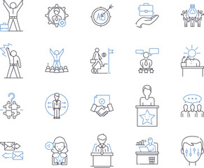 Entrepreneurship outline icons collection. startup, venture, business, entrepreneur, risk, idea, investment vector and illustration concept set. innovator, bootstrapping, financing linear signs