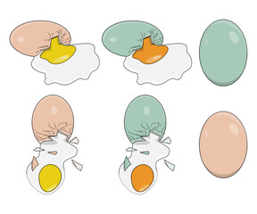 broken duck egg and chicken egg vector design in two styles