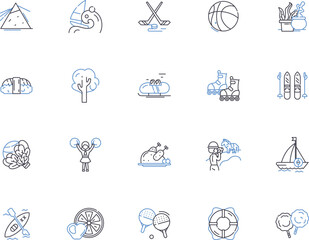 Healthy life outline icons collection. Healthy, Life, Diet, Exercise, Nutrition, Sleep, Hydration vector and illustration concept set. Stress,Balance,Fitness linear signs