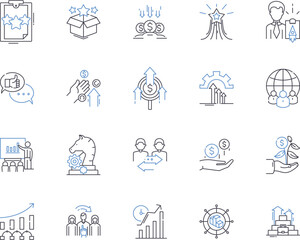 Fototapeta na wymiar Effectiveness outline icons collection. Efficient, Productive, Proficient, Competent, Adroit, Thorough, Successful vector and illustration concept set. Skilled, Strong, Proactive linear signs