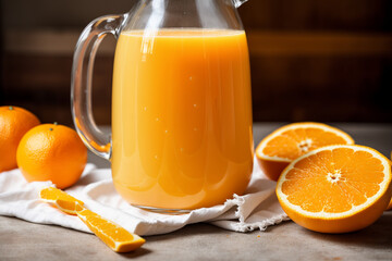 Fototapeta na wymiar Jug of orange juice. Generative AI