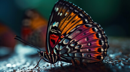 Obraz na płótnie Canvas Butterfly illustration with flower. Generative AI.