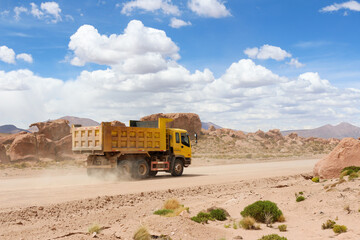 dump truck in the desert