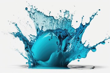 Fototapeta na wymiar Isolated blue water splash on a white background. Generative AI