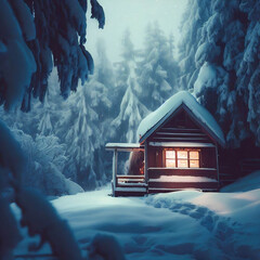 A house in the snow
