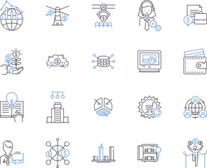 Risk management outline icons collection. Management, Risk, Strategy, Compliance, Analysis, Mitigation, Security vector and illustration concept set. Planning, Reduce, Controls linear signs
