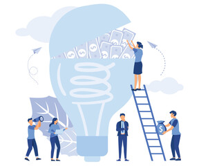 group of people who invest in the idea, the concept of value, shopping, flat vector modern illustration