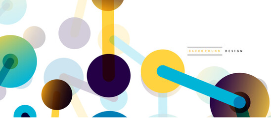 Line points connections geometric abstract background. Circles connected by lines. Trendy techno business template for wallpaper, banner, background or landing