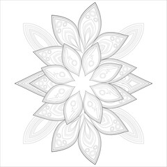 Colouring Page for Adult for Fun and Relaxation. Hand Drawn Sketch for Adult Anti Stress. Decorative Abstract Flowers in Black Isolated on White Background.-vector