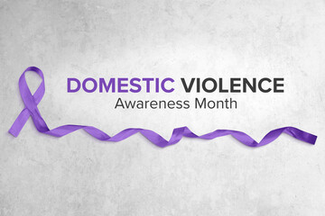 Purple Ribbon, Domestic Violence Concept with Copy Space