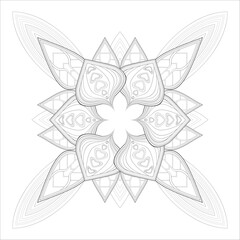 Colouring Page for Adult for Fun and Relaxation. Hand Drawn Sketch for Adult Anti Stress. Decorative Abstract Flowers in Black Isolated on White Background.-vector