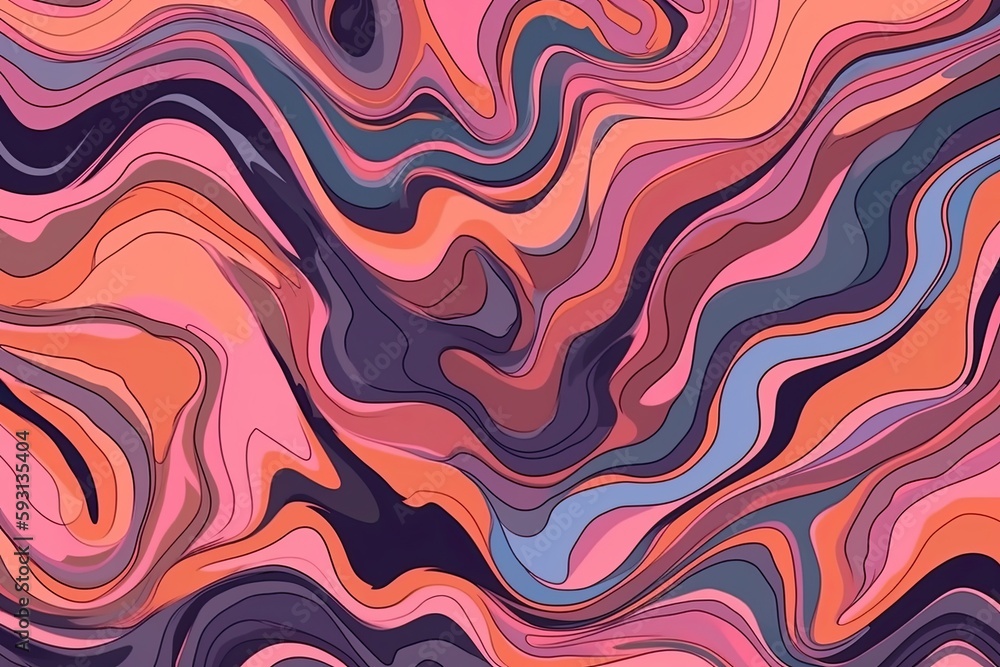 Poster colorful wavy lines in an abstract background. generative ai