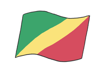 子供が手書きしたようなコンゴ共和国の国旗のイラスト