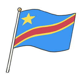 子供が手書きしたようなコンゴ民主共和国の国旗のイラスト
