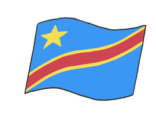 子供が手書きしたようなコンゴ民主共和国の国旗のイラスト