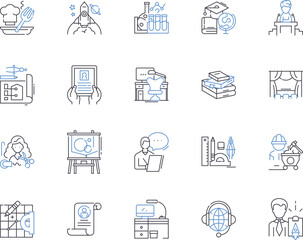 Digitall Freelance outline icons collection. Digital, Freelance, Contractor, Remote, Outsourcing, Gig, Consultant vector and illustration concept set. Part-time, Self-employed, Entrepreneur linear