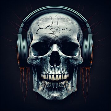 Skull wearing Headphones illustration