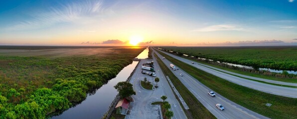 Sunrise on the Road: Everglades and I-75 Alligator Alley