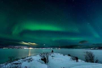 Northern Lights Shining in the Artic night of Norway