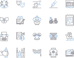Design thinking outline icons collection. Design, Thinking, Creativity, Innovation, Problem-solving, Ideation, Collaboration vector and illustration concept set. User-Centred, Process, Perspective