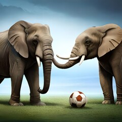 elephants playing soccer