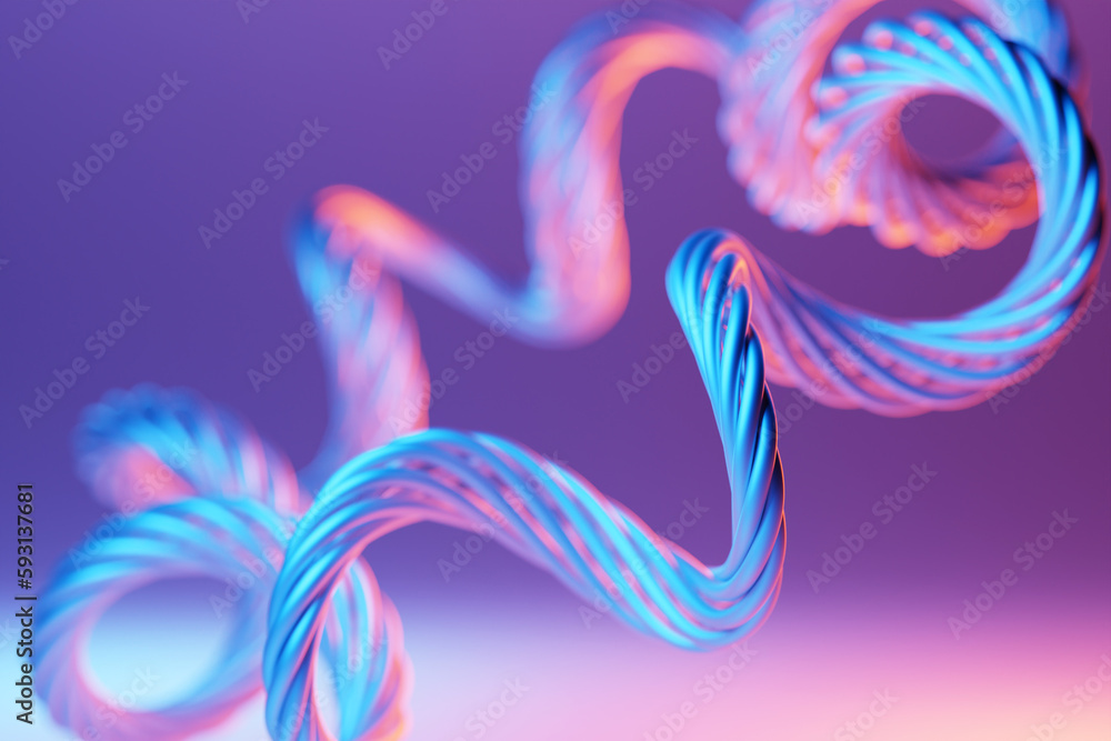 Poster abstract 3d design against colored background. smooth shape 3d rendering under neon color