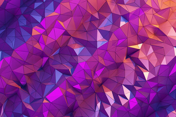  3d Illustration   purple crystals. Patter on a monochrome background, pattern. Geometric background
