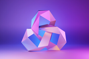 Abstract dynamic shape with ilghting smooth edges, sides. 3D illustration and rendering. Elegant...