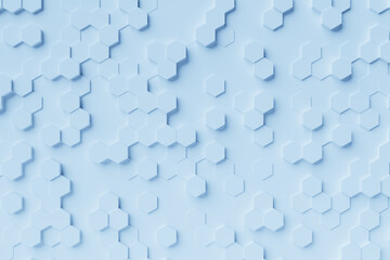 3d illustration of a  blue  honeycomb monochrome honeycomb for honey. Pattern of simple geometric...