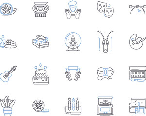 Design thinking outline icons collection. Design, Thinking, Creativity, Innovation, Problem-solving, Ideation, Collaboration vector and illustration concept set. User-Centred, Process, Perspective
