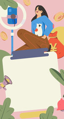 Holiday Shopping E-Commerce Online Shopping People Flat Vector Concept Operation Hand Drawn Illustration
