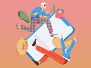 Holiday Shopping E-Commerce Online Shopping People Flat Vector Concept Operation Hand Drawn Illustration
