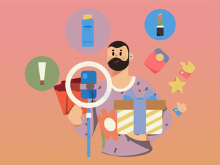 Holiday Shopping E-Commerce Online Shopping People Flat Vector Concept Operation Hand Drawn Illustration
