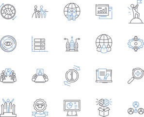 Department managers outline icons collection. Managers, Department, Heads, Supervisors, Executives, Chiefs, Leaders vector and illustration concept set. Administrators, Directors, Chairpersons linear