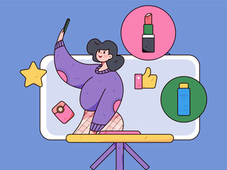 Holiday Shopping E-Commerce Online Shopping People Flat Vector Concept Operation Hand Drawn Illustration
