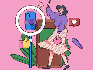 Holiday Shopping E-Commerce Online Shopping People Flat Vector Concept Operation Hand Drawn Illustration
