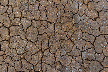 Dried cracked earth soil ground texture background. warming effect pattern of sunny dried earth soil.