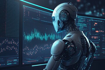 AI Robotic trader financial trading automation concept. Generative AI