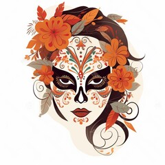 Dia de los muertos, Maxican mask girl, Generative Ai