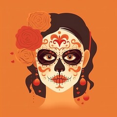 Dia de los muertos, Maxican mask girl, Generative Ai