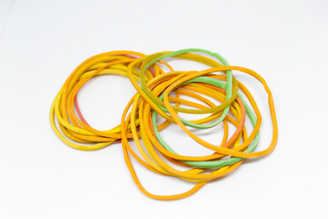 isolated bunch of rubber bands