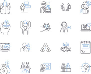 Customer service outline icons collection. customer service, care, assistance, help, support, aid, solutions vector and illustration concept set. query, response, phone linear signs