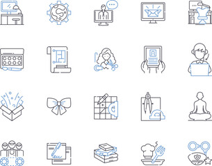 Freelance and work outline icons collection. Freelance, work, freelancer, job, remote, independent, self-employed vector and illustration concept set. gig, contract, project linear signs