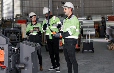 Experienced sheet metal workers use a computerized metalworking control panel display to create and regulate heavy gear. Automating and streamlining the placement of roofing modules for installation.