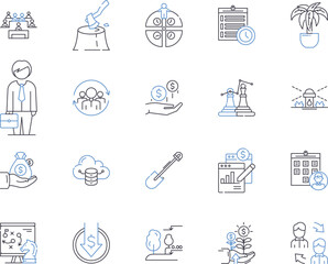 Organic farming outline icons collection. Organic, Farming, Agriculture, Crops, Soil, Fertilizer, Produce vector and illustration concept set. Ecological, Compost, Pesticides linear signs