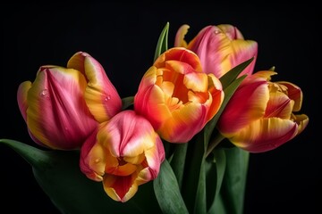 Beautiful tulip flower bouquet still life detail. Generative Ai