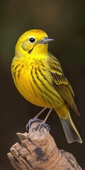 Fototapeta premium Cataria of Terraeiro (Sicalis flaveola). The True Canary (Sicalis Flaveola). Sitting Feeding. Generative AI