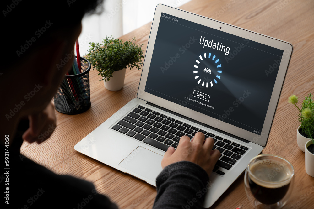 Poster software update on computer for modish version of device software upgrade