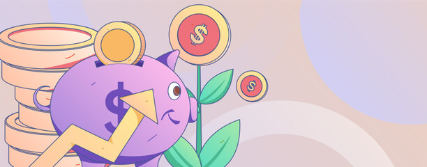 Internet finance and wealth management investment flat vector concept operation hand drawn illustration
