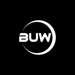BUW letter logo design with black background in illustrator, cube logo, vector logo, modern alphabet font overlap style. calligraphy designs for logo, Poster, Invitation, etc.